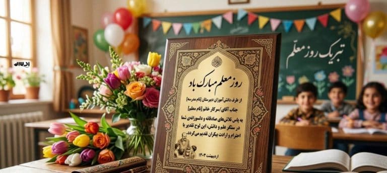 متن لوح تقدیر برای روز معلم